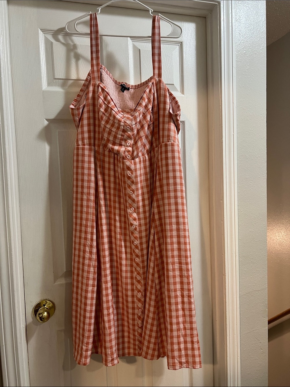 torrid Peach Plaid Button-Front Sundress